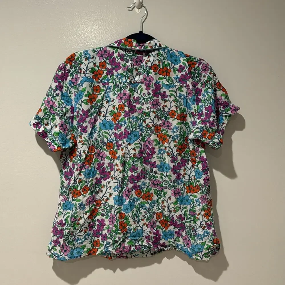 Roller Rabbit Blomst Lulu Pajama Top Only Size L Multi Color Cotton Silk Blend